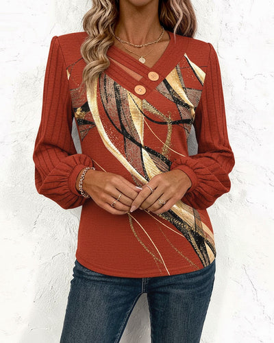 Premium Bluse med Stribede Lanterneærmer