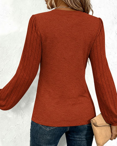 Premium Bluse med Stribede Lanterneærmer