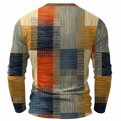 Aubert™ | Elegant Henley Skjorte med Geometrisk Mønster