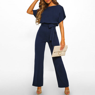 Clarissa | Elegant Bæltebelagt Dame Jumpsuit
