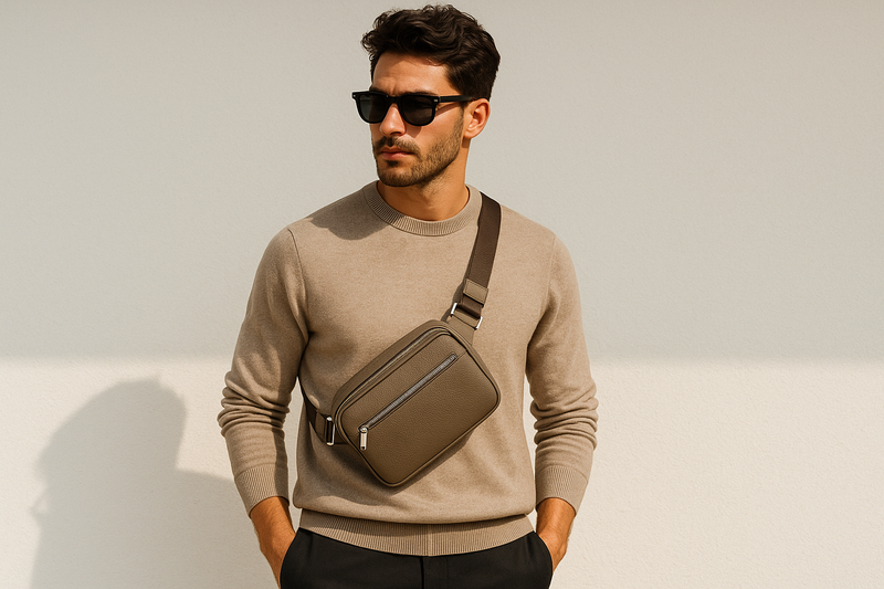 maak een foto van een man die een product van mijn site aan heeft